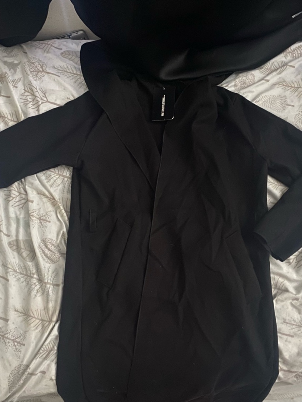 PrettyLittleThing Black Hooded Trench Coat